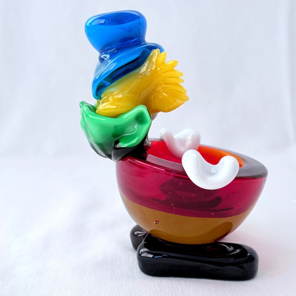 Vintage MCM Murano‎ Multicolor Hand Blown Italian Art Glass Clown Ashtray 4.5" - Picture 3 of 8